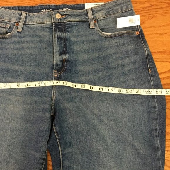 OLD NAVY OG STRAIGHT HIGH RISE JEANS WOMENS 18 BLUE STRETCH DENIM ANKLE 39"x28" - Picture 12 of 16